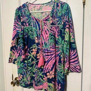 Lilly Pulitzer Pink and Green Floral Top